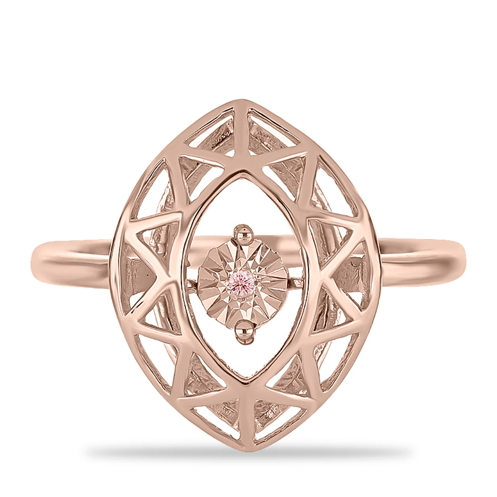 Anillo de Plata Bañada en Oro Rosa con Diamante Rosa Danzantes 1 