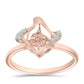 Anillo de Plata Bañada en Oro Rosa con Diamante Rosa Danzantes y Topacio Blanco