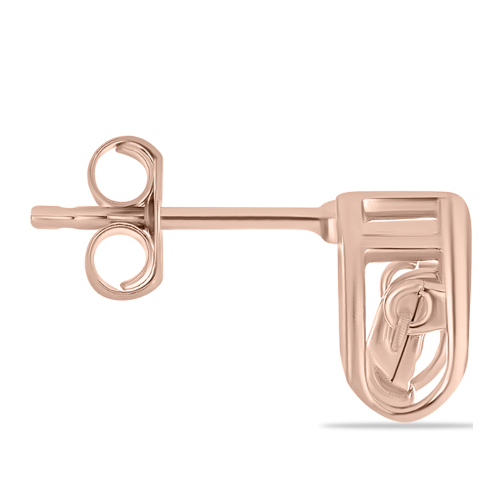 Pendientes de Plata Bañada en Oro Rosa con Diamante Rosa Danzantes