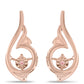 Pendientes de Plata Bañada en Oro Rosa con Diamante Rosa Danzantes