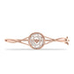 Pulsera de Plata Bañada en Oro Rosa con Diamante Rosa Danzantes y Topacio Blanco