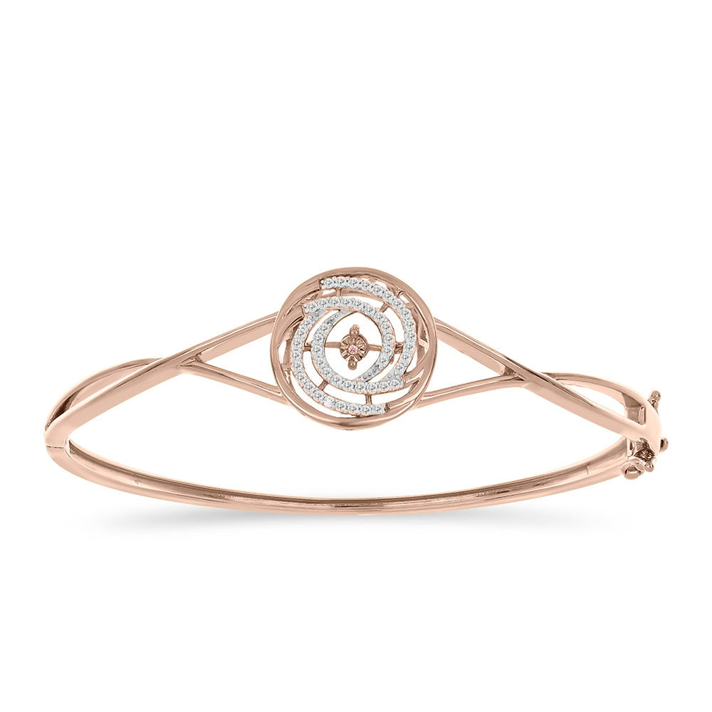 Pulsera de Plata Bañada en Oro Rosa con Diamante Rosa Danzantes y Topacio Blanco 2 
