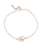 Pulsera de Plata Bañada en Oro Rosa con Diamante Rosa Danzantes y Topacio Blanco
