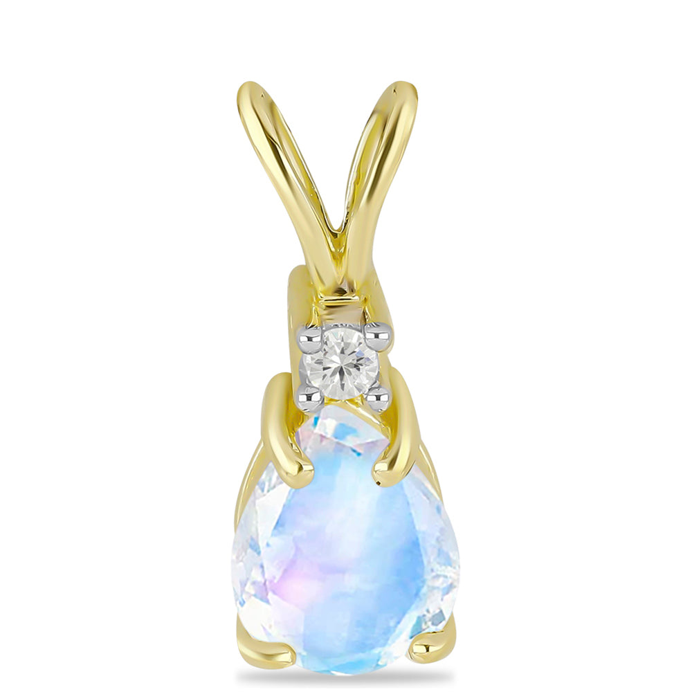 Colgante de Plata Bañada en Oro con Piedra Lunar Arco Iris y Topacio Blanco 1 