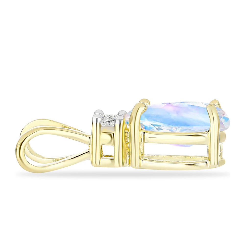 Colgante de Plata Bañada en Oro con Piedra Lunar Arco Iris y Topacio Blanco 2 