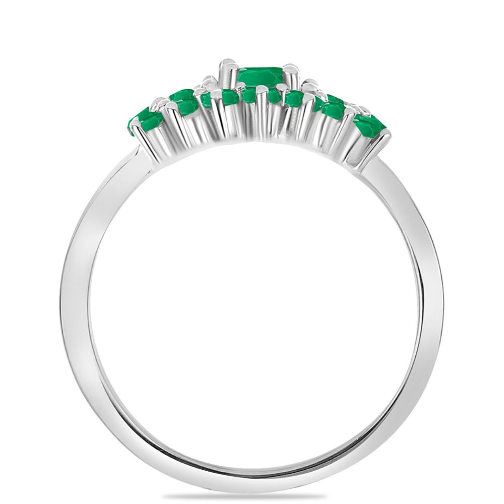Anillo de Plata con Esmeralda de Brasil y Zircón Blanco