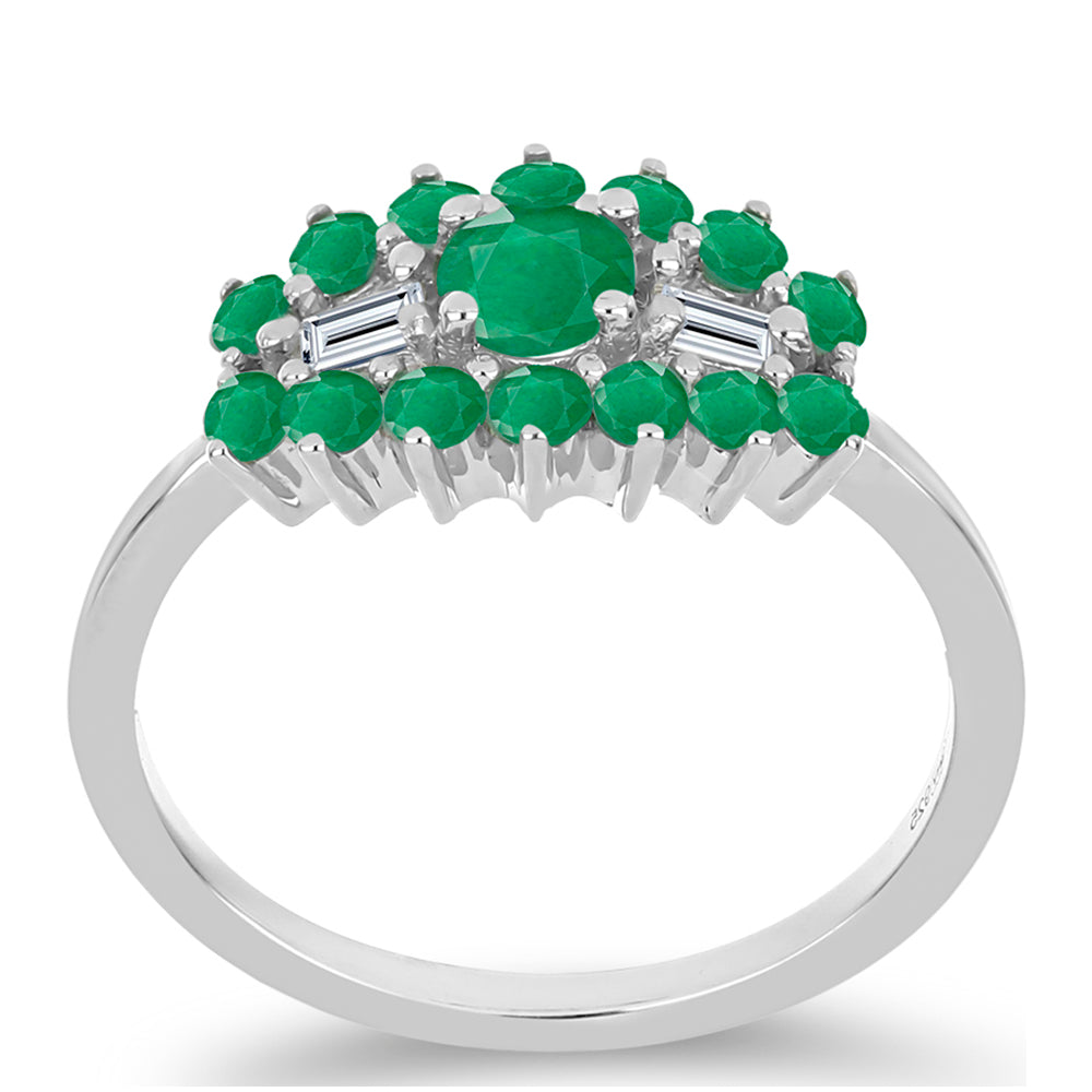 Anillo de Plata con Esmeralda de Brasil y Zircón Blanco