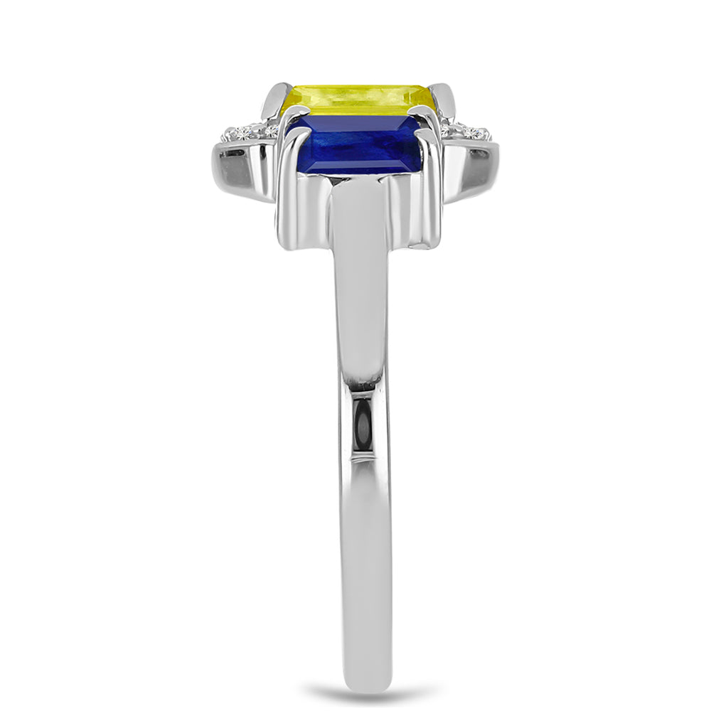 Anillo de Plata con Zafiro Amarillo y Zafiro azul Australiano 4 