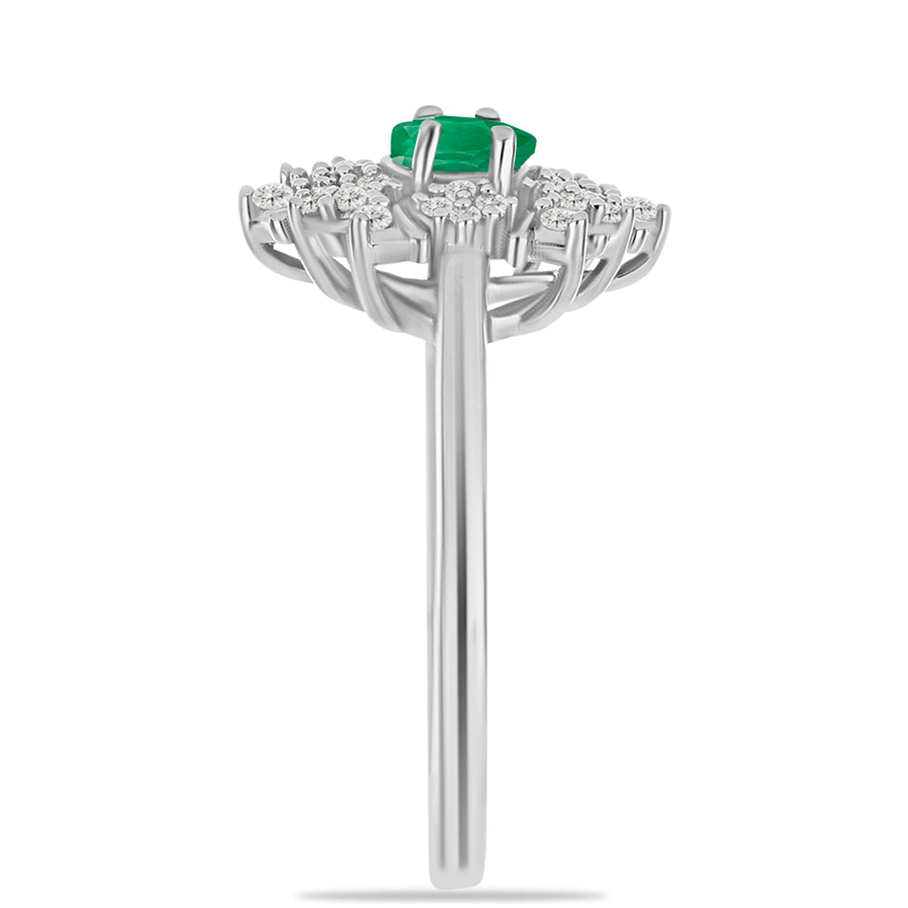 Anillo de Plata con Esmeralda de Brasil y Topacio Blanco 4 