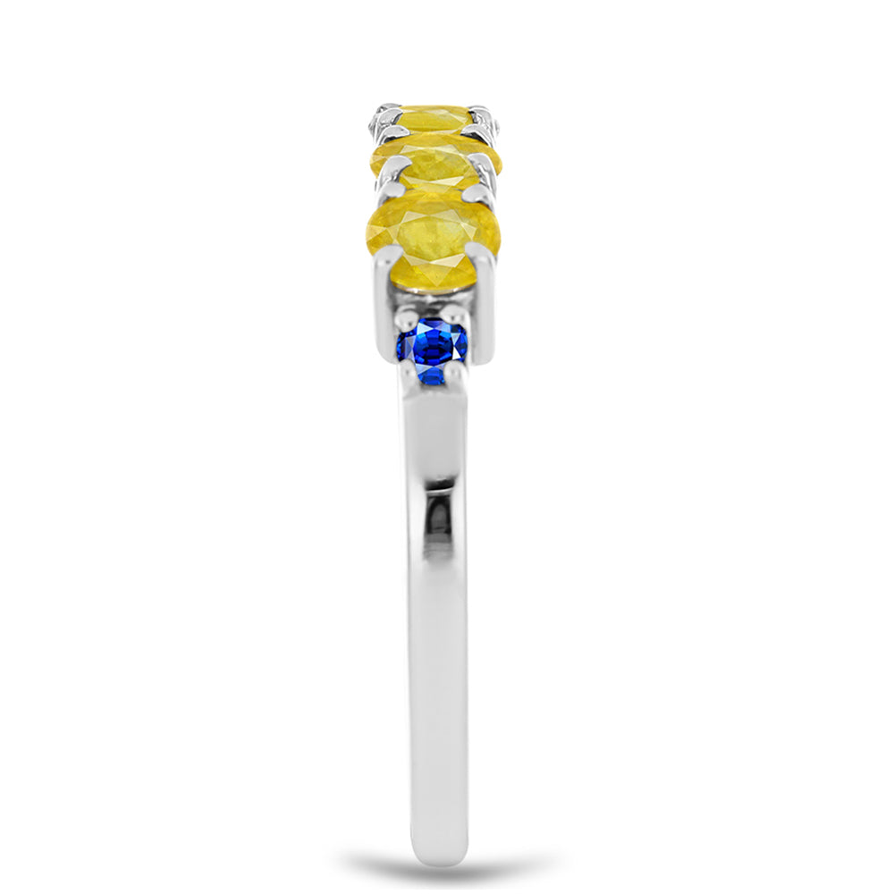 Anillo de Plata con Zafiro Amarillo y Zafiro Azul Australiano 4 