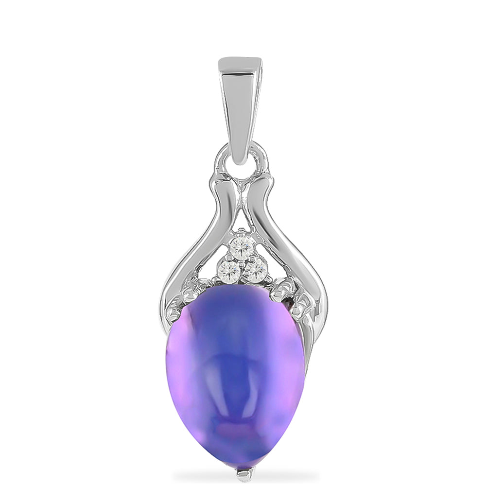 Colgante de Plata con Piedra Lunar Púrpura y Topacio Blanco 1 