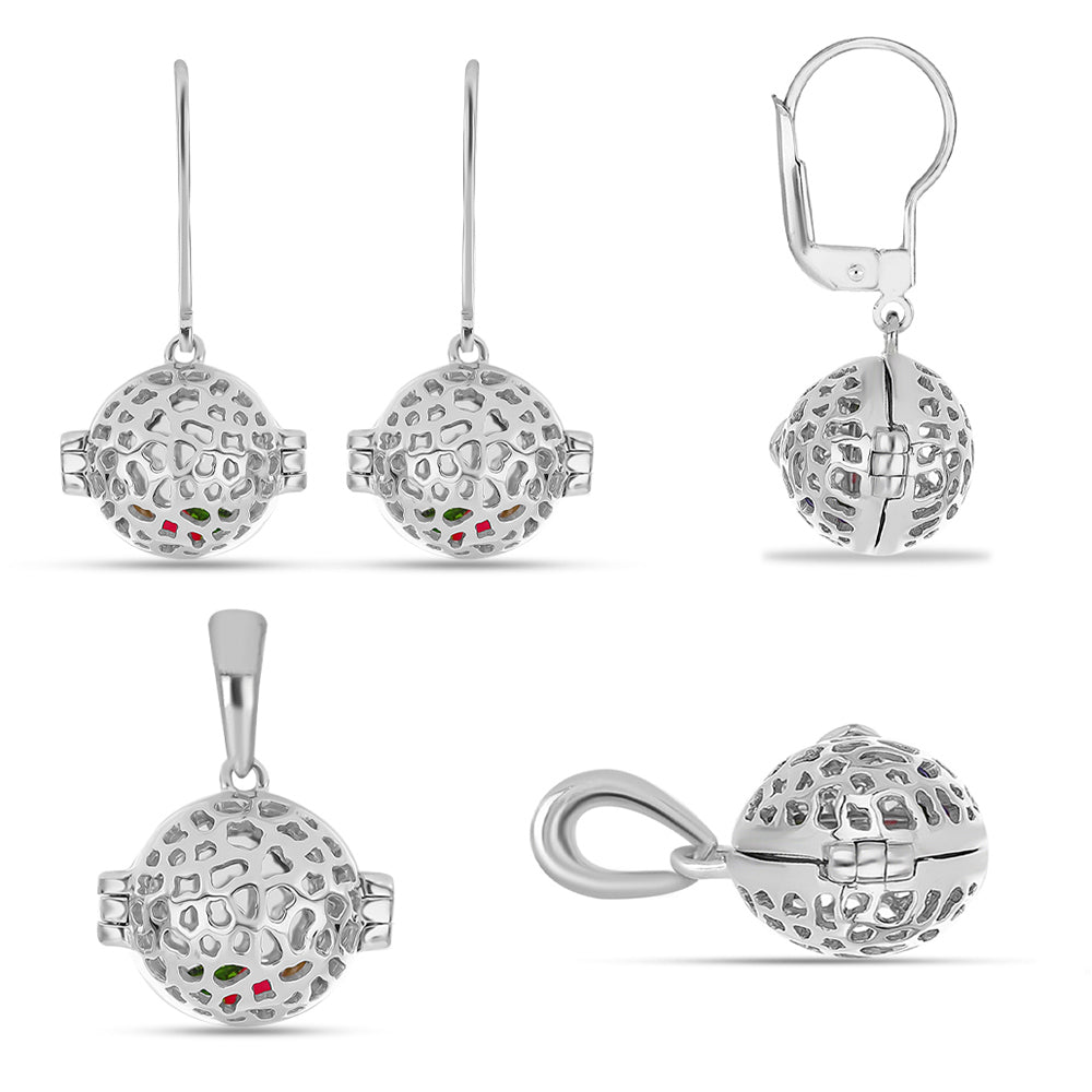 Conjunto de Plata con Tanzanita AAA y Diópsido de Cromo ( Pendientes +Colgante ) 4 