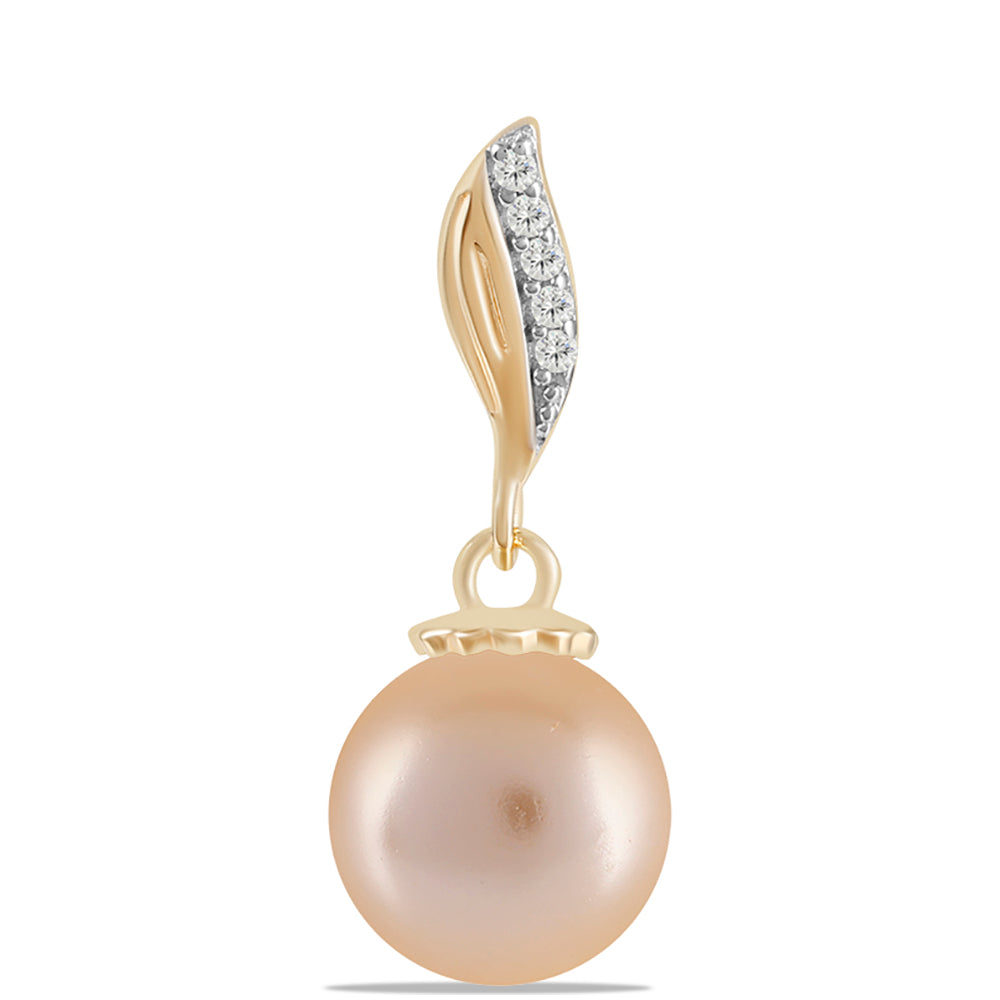 Colgante de Plata Bañada en Oro con Perla Dorada de Agua Dulce y Topacio Blanco