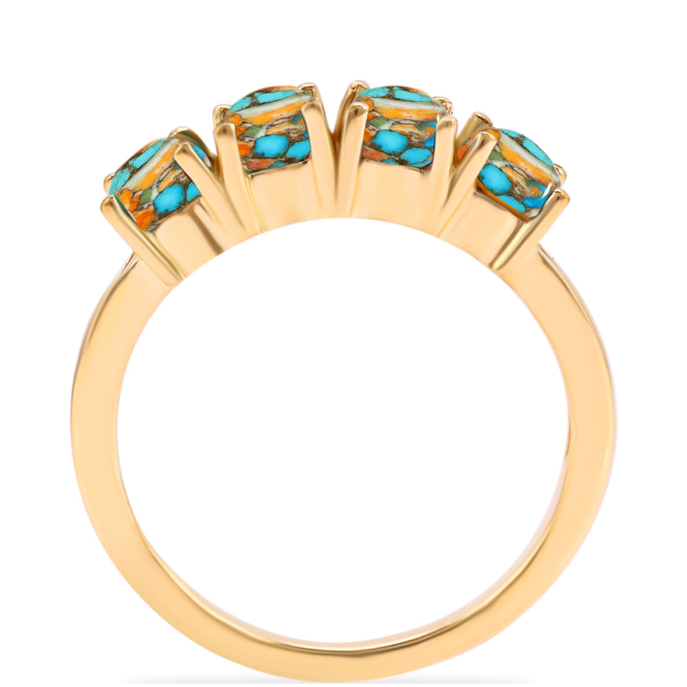 Anillo de Plata Bañada en Oro con Turquesa Ostra 2 