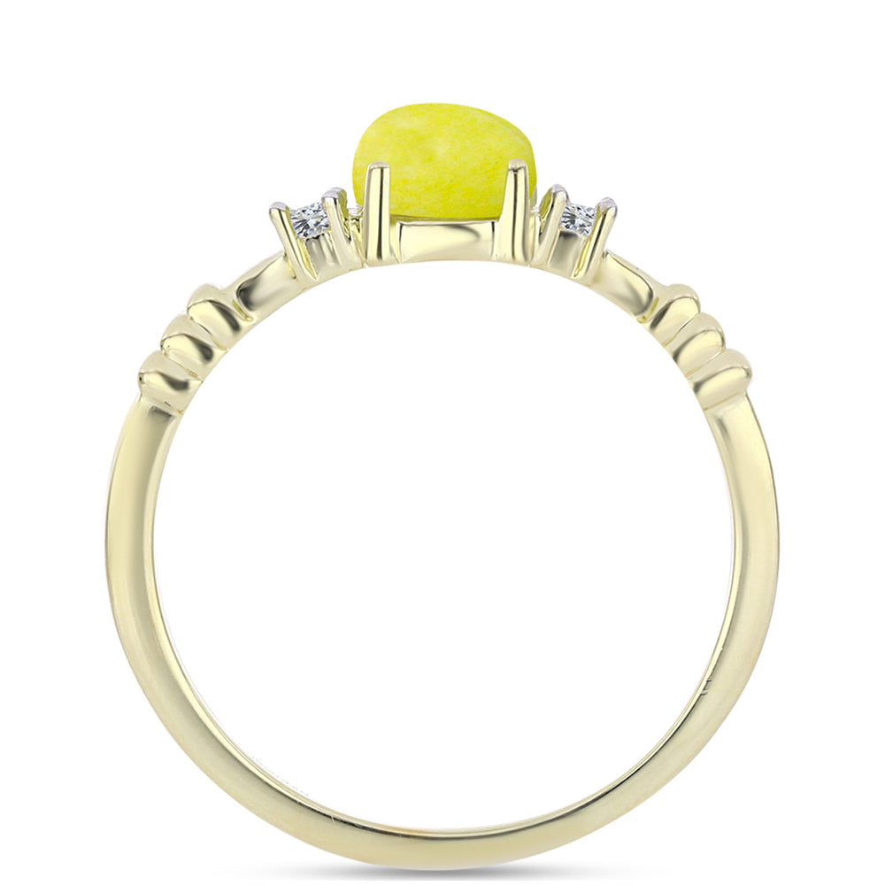 Anillo de Plata Bañada en Oro con Serpentina Amarilla y Topacio Blanco 2 