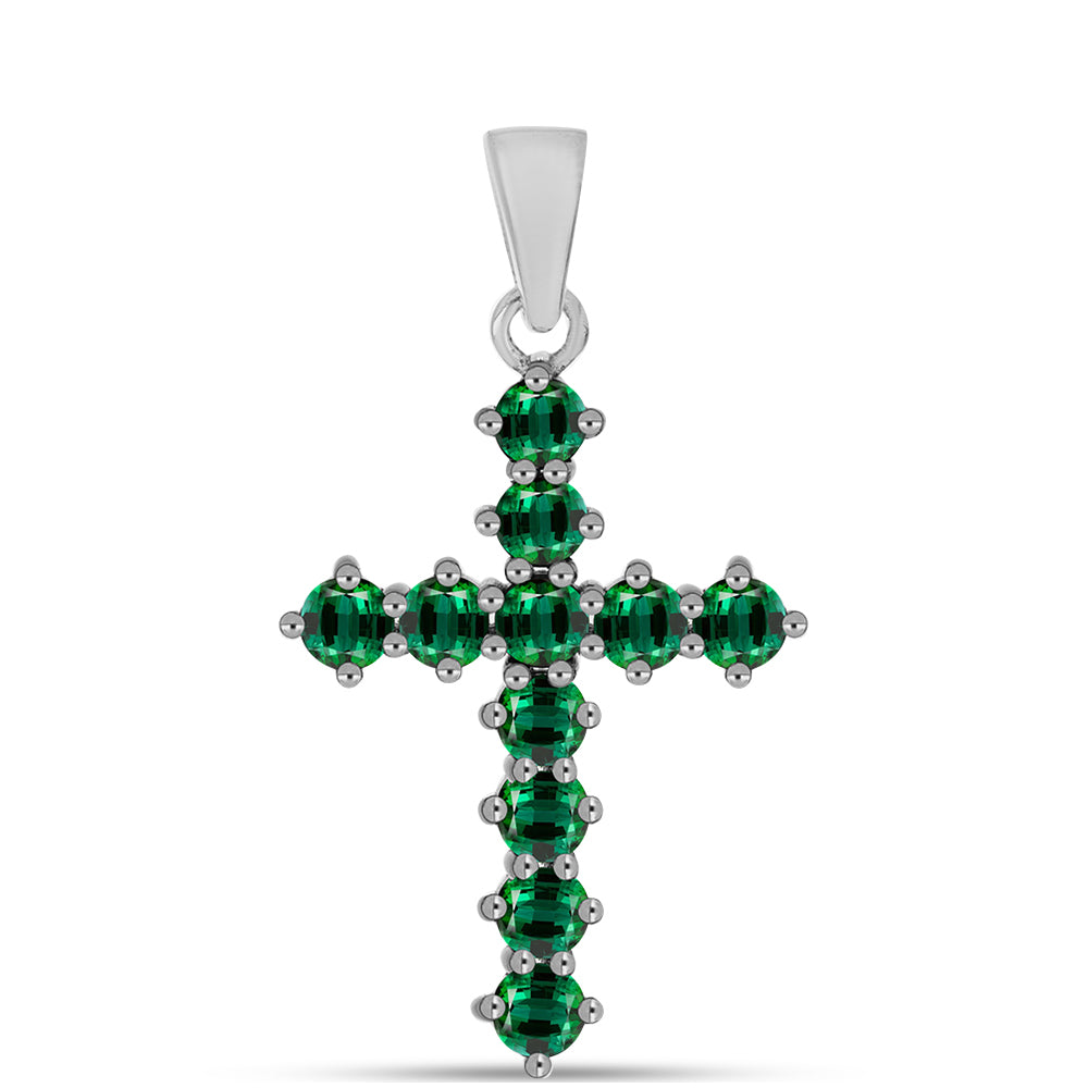 Cruz Colgante de Plata con Turmalina Verde 1 