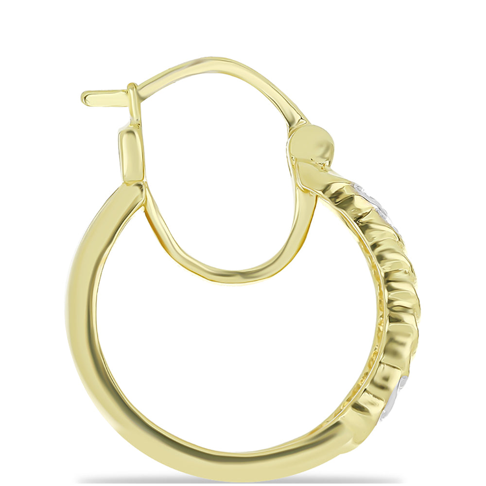 Pendientes de Plata Bañada en Oro con Diamante Champagne y Diamante blanco 2 