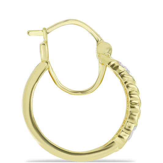 Pendientes de Plata Bañada en Oro con Diamante Champagne y Diamante blanco