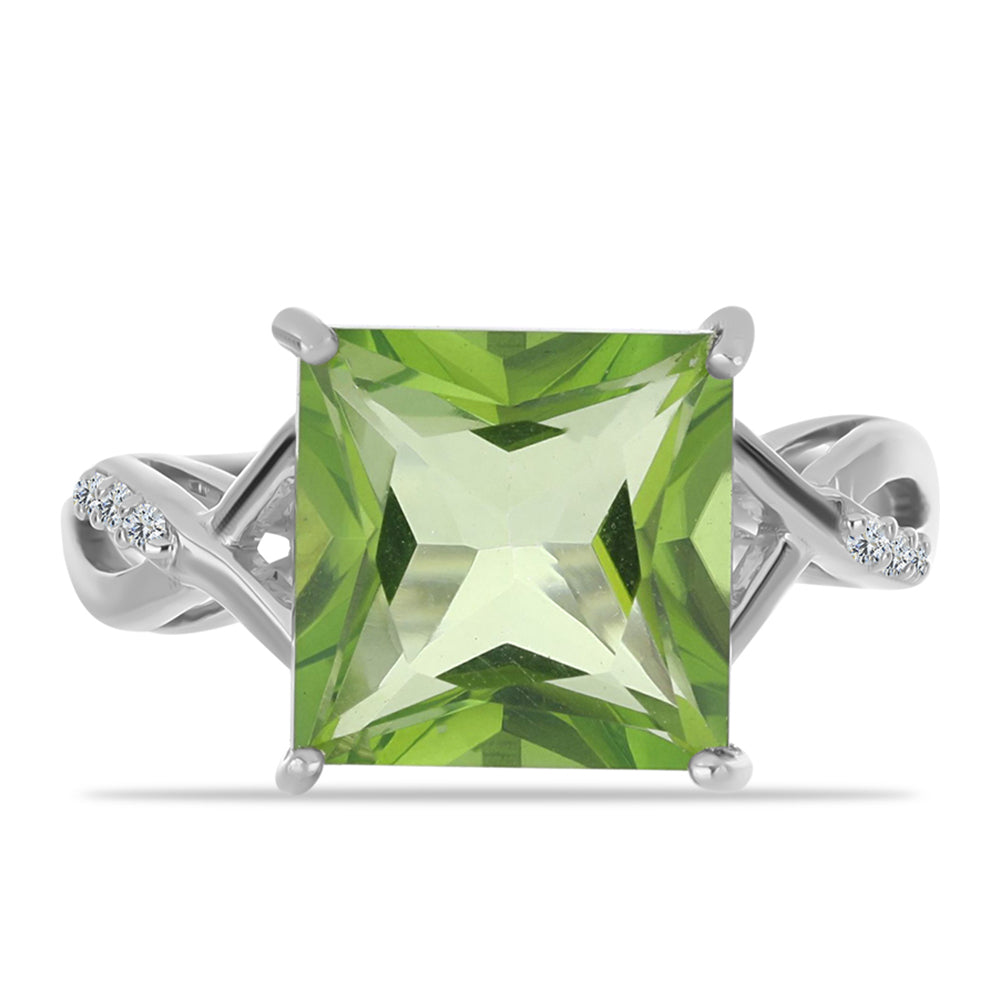Anillo de Plata con Cuarzo Verde Helecho y Topacio Blanco 1 