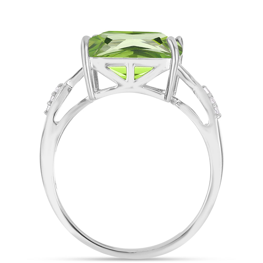 Anillo de Plata con Cuarzo Verde Helecho y Topacio Blanco