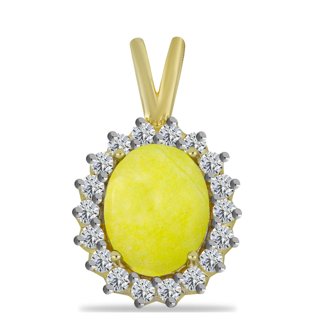 Colgante de Plata Bañada en Oro con Serpentina Amarilla y Topacio Blanco 1 