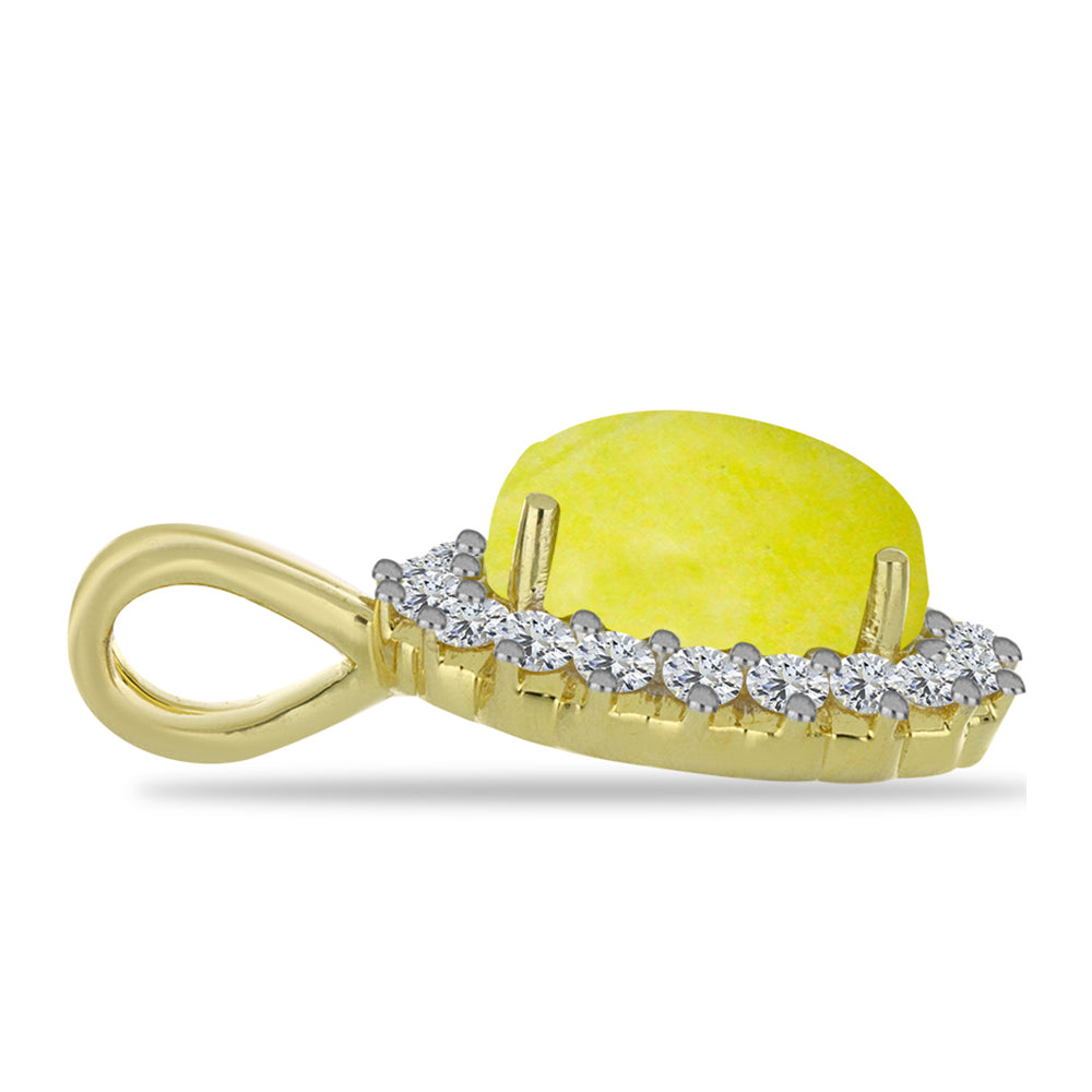 Colgante de Plata Bañada en Oro con Serpentina Amarilla y Topacio Blanco 2 