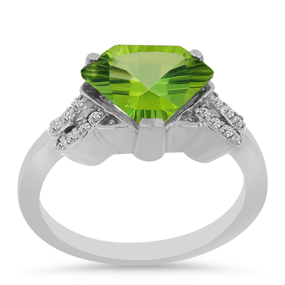 Anillo de Plata con Cuarzo Verde Helecho y Topacio Blanco