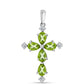 Cruz Colgante de Plata con Cuarzo Verde Helecho y Topacio Blanco