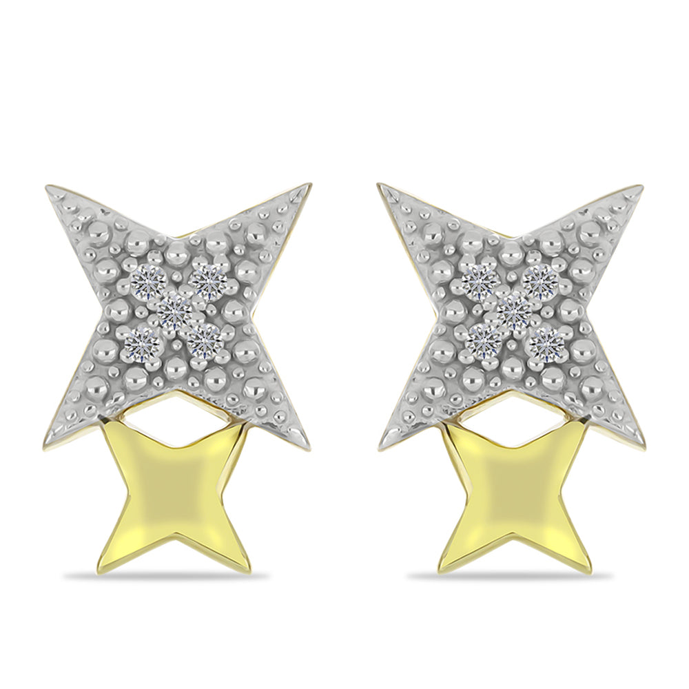 Pendientes de Plata Bañada en Oro con Diamante blanco