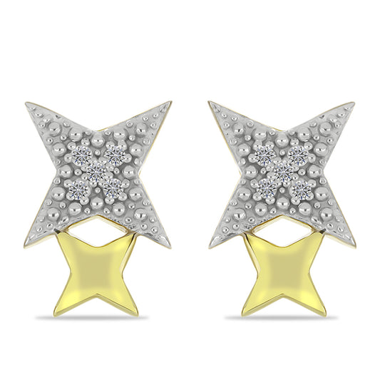 Pendientes de Plata Bañada en Oro con Diamante blanco