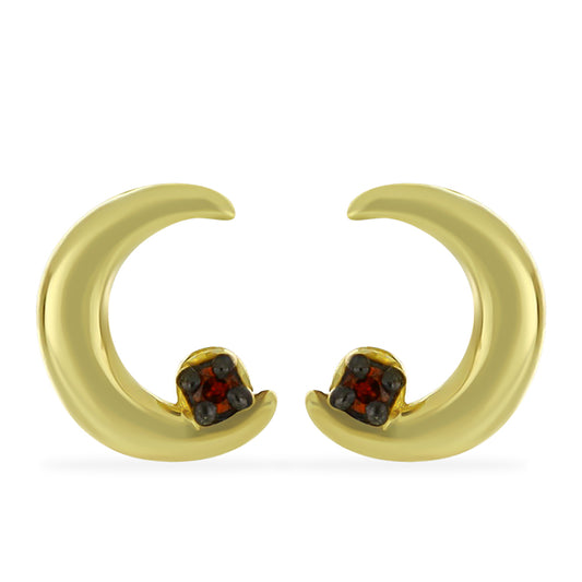 Pendientes de Plata Bañada en Oro con Diamante Rojo