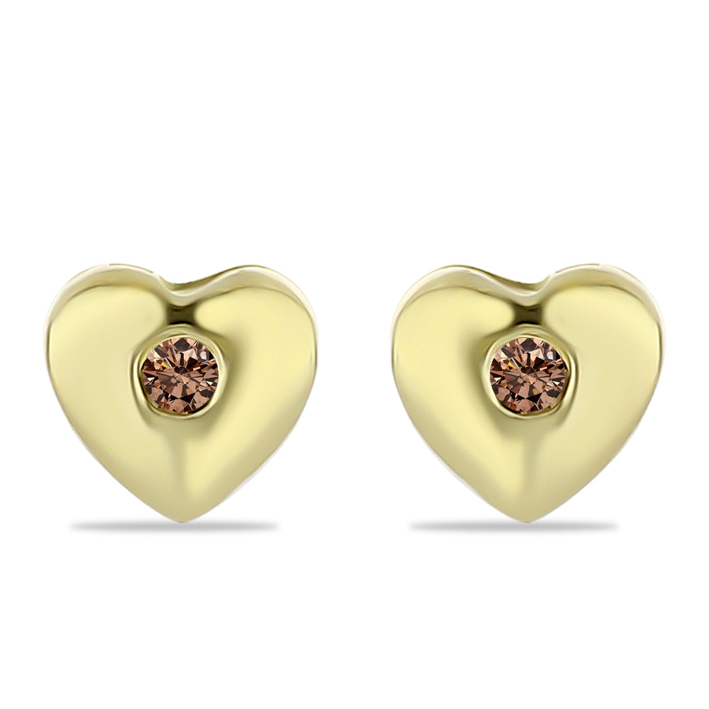 Pendientes de Plata Bañada en Oro con Diamante Champagne