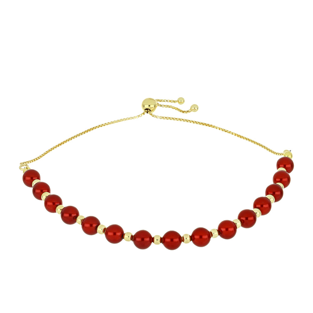 Pulsera de Plata Bañada en Oro con Perla roja de río 1 