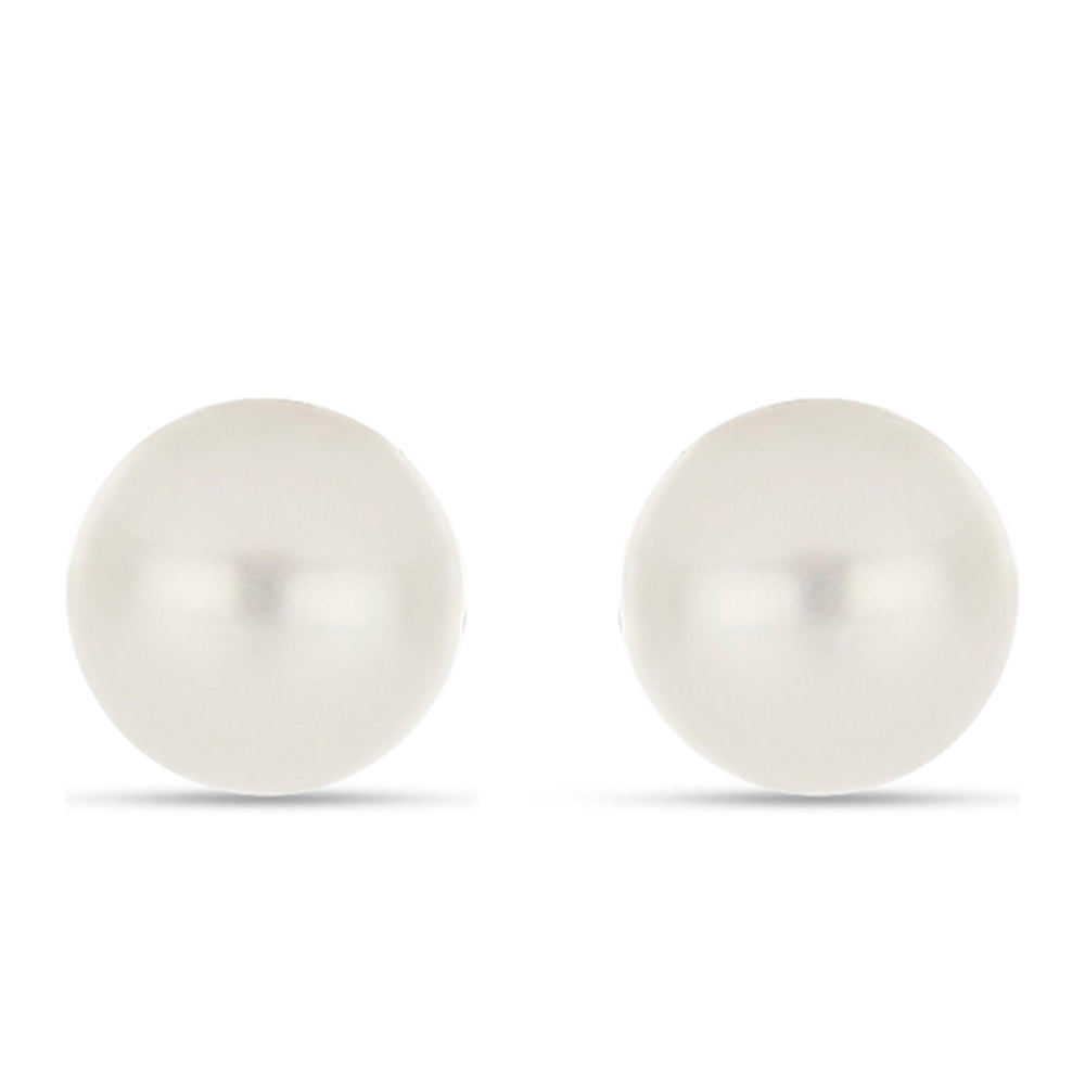 Conjunto de Plata Bañada en Oro con Perla roja de río y Perla de Agua Dulce Blanca ( Pendientes )