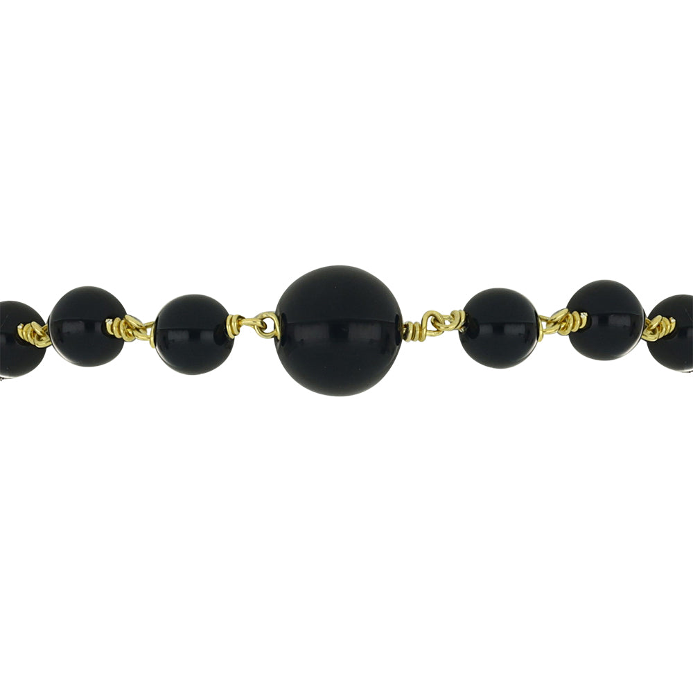Pulsera de Plata Bañada en Oro con Ónix Negro 2 