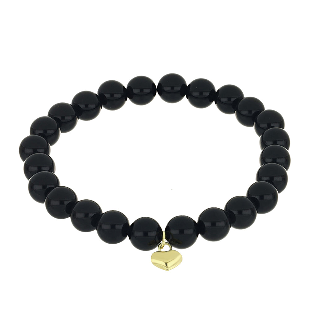 Pulsera de Plata Bañada en Oro con Ónix Negro