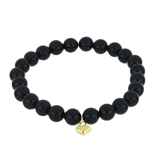 Pulsera de Plata Bañada en Oro con Ónix Negro