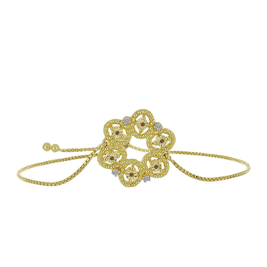 Pulsera de Plata Bañada en Oro con Diamante Champagne y Diamante blanco