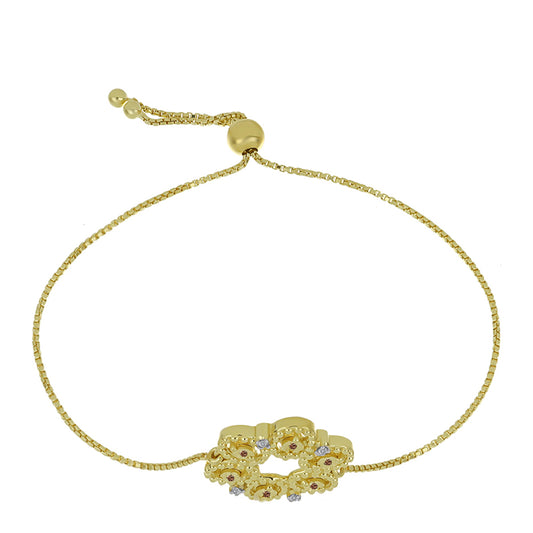 Pulsera de Plata Bañada en Oro con Diamante Champagne y Diamante blanco