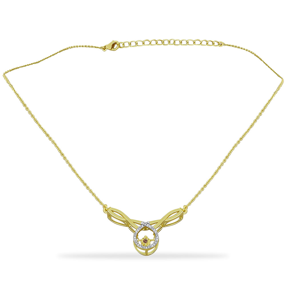 Collar de Plata Bañada en Oro con Diamante Champagne y Diamante blanco 1 