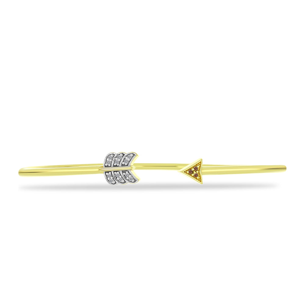 Brazalete de Plata Bañada en Oro con Diamante Champagne y Diamante blanco