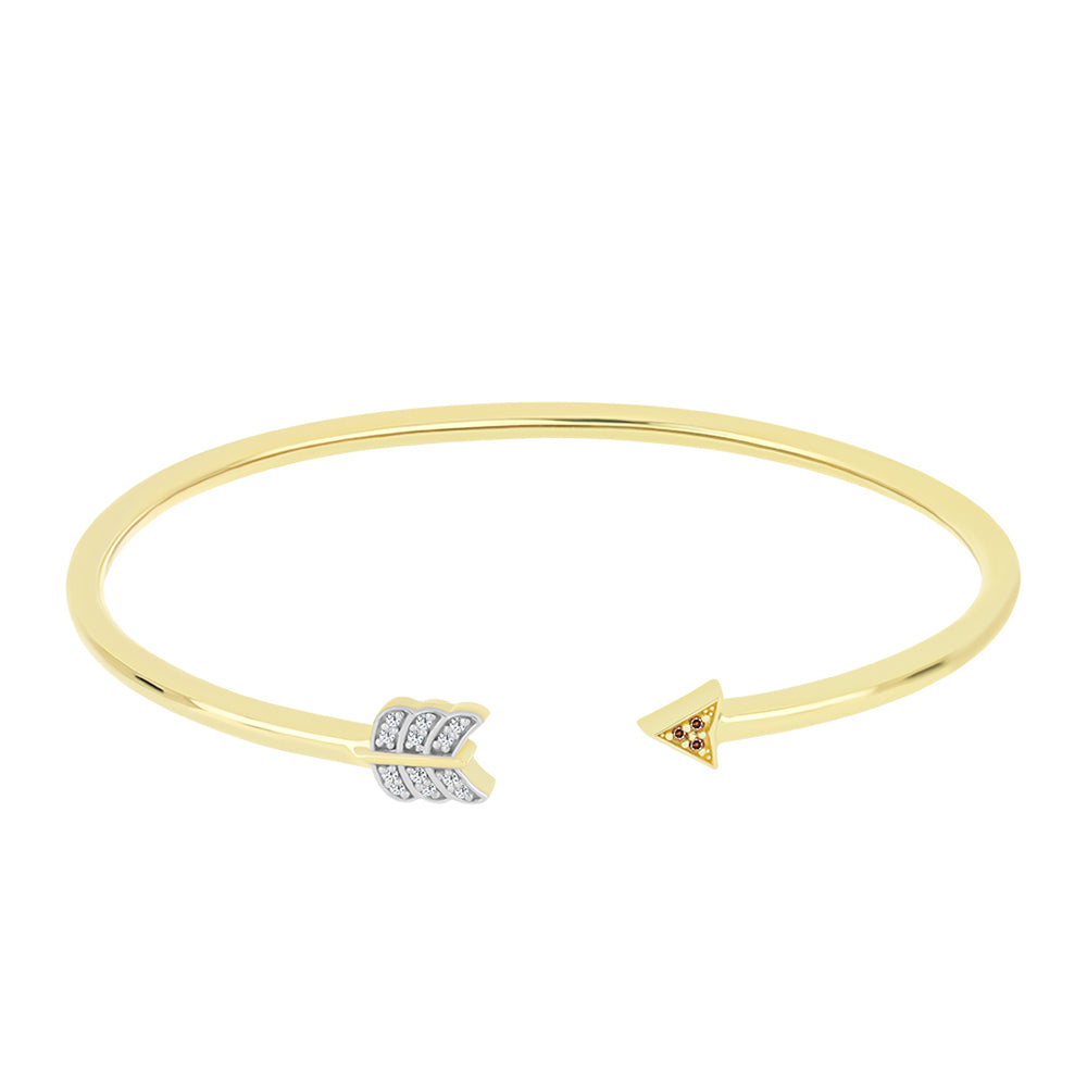 Brazalete de Plata Bañada en Oro con Diamante Champagne y Diamante blanco