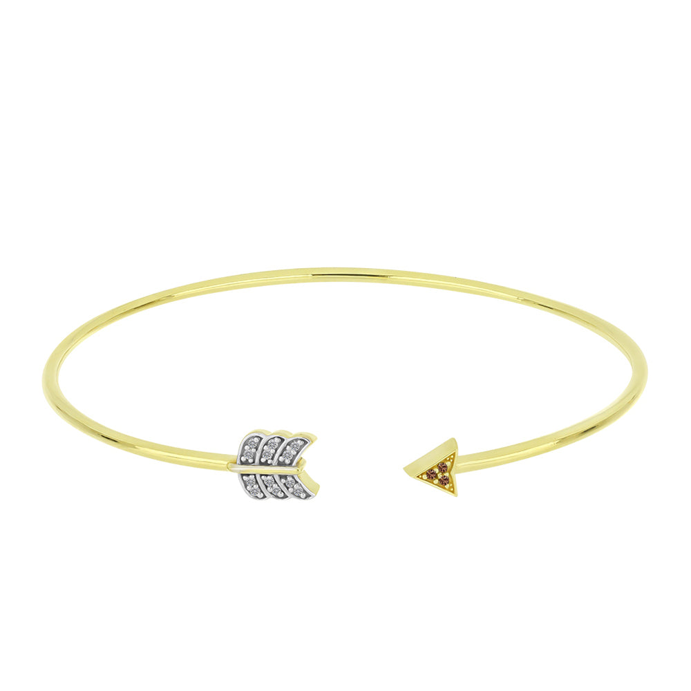 Brazalete de Plata Bañada en Oro con Diamante Champagne y Diamante blanco 1 