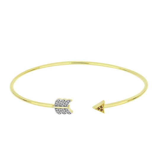 Brazalete de Plata Bañada en Oro con Diamante Champagne y Diamante blanco