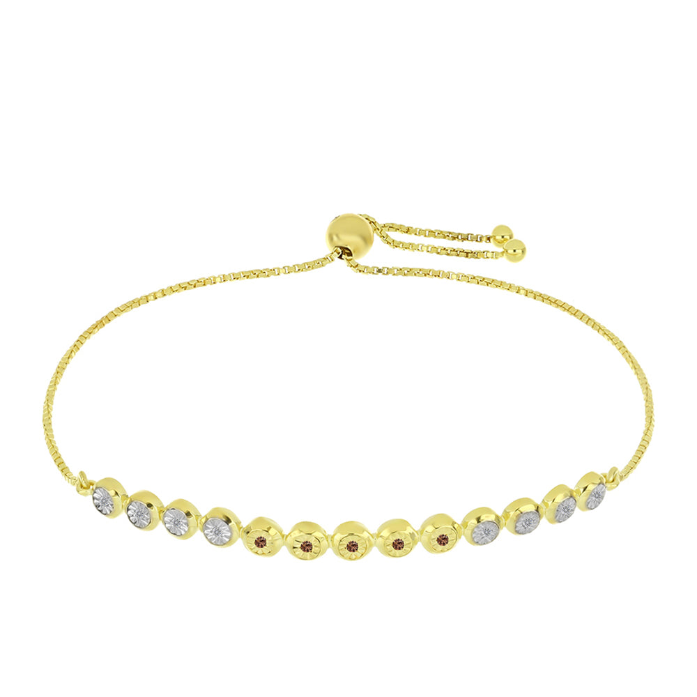 Pulsera de Plata Bañada en Oro con Diamante Champagne y Diamante blanco 1 
