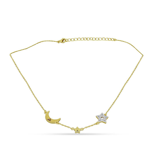 Collar de Plata Bañada en Oro con Diamante Champagne y Diamante blanco