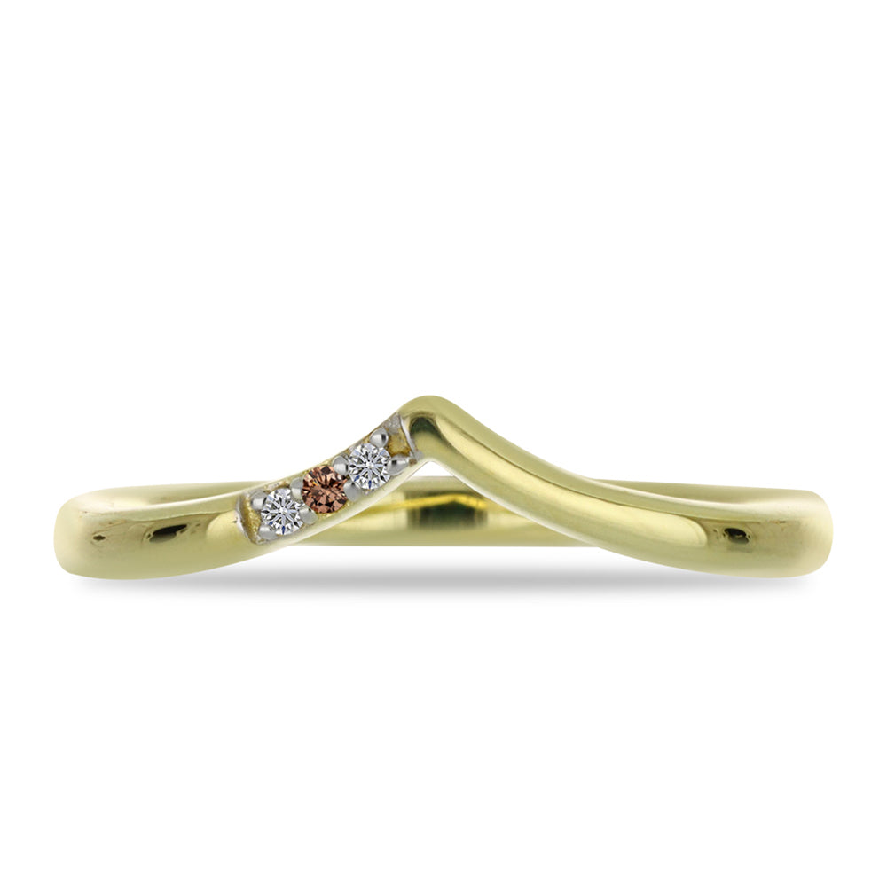 Anillo de Plata Bañada en Oro con Diamante Champagne y Diamante blanco 1 