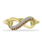 Anillo de Plata Bañada en Oro con Diamante Champagne y Diamante blanco