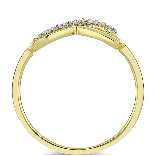 Anillo de Plata Bañada en Oro con Diamante Champagne y Diamante blanco