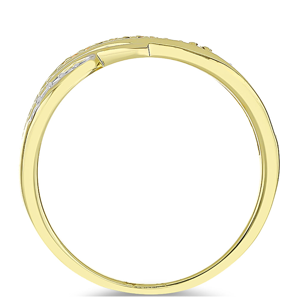 Anillo de Plata Bañada en Oro con Diamante Champagne y Diamante blanco 2 
